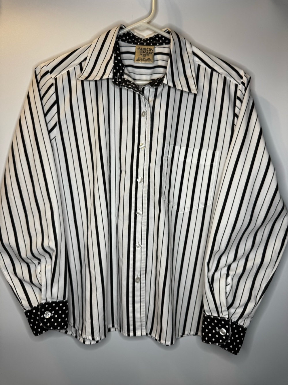Allison Daley Black & White Striped Button-Up Shirt